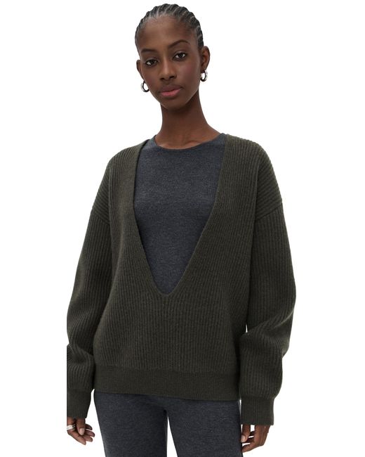 Pixie Market Black Deep V Neck Sweater