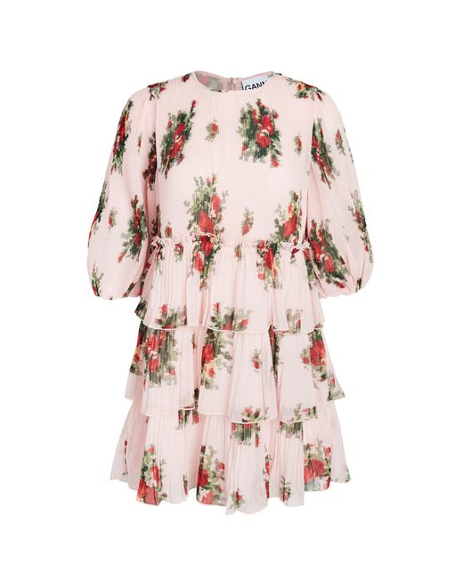 ganni pleated georgette mini dress Ganni - Pleated Georgette Mini Dress