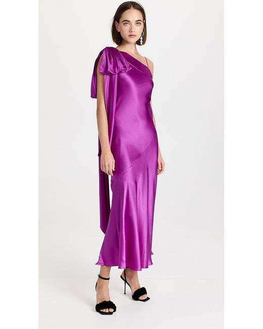 Rodarte Purple One Shoulder Dress With Bow Detail