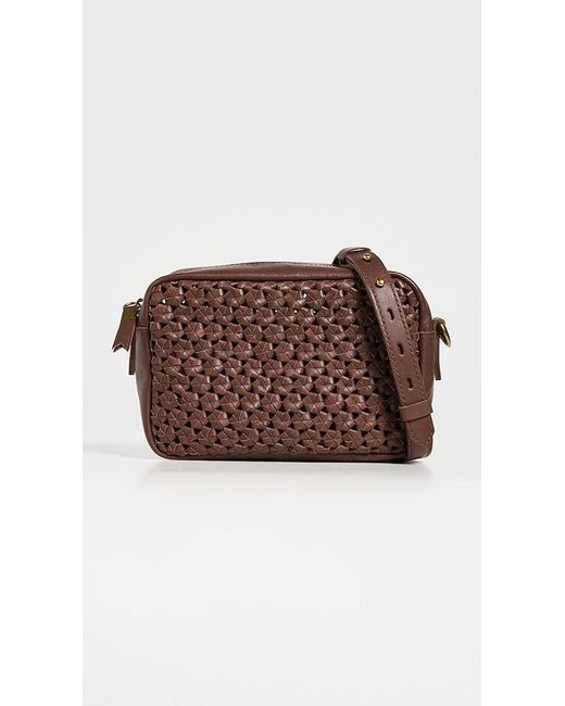 Madewell Brown Transport Camera Bag Leather Crochet