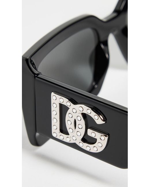Dolce & Gabbana Black Narrow Rectangular Sunglasses
