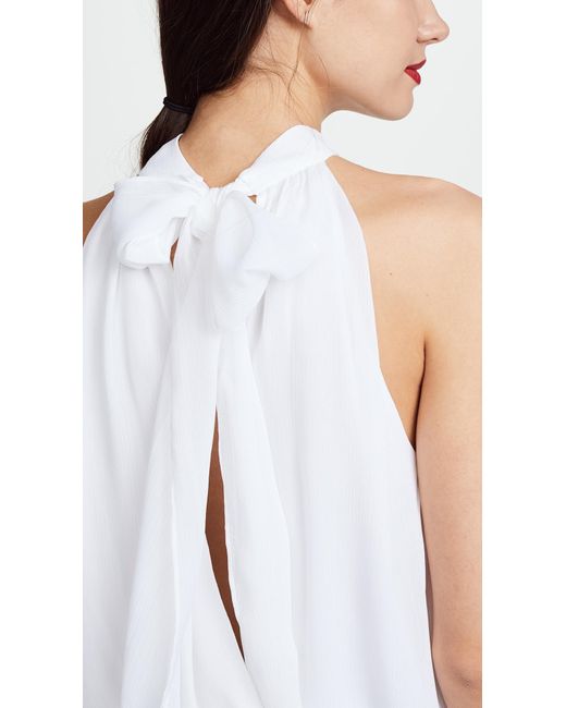 Alice + Olivia White Maris Gathered Halter Top