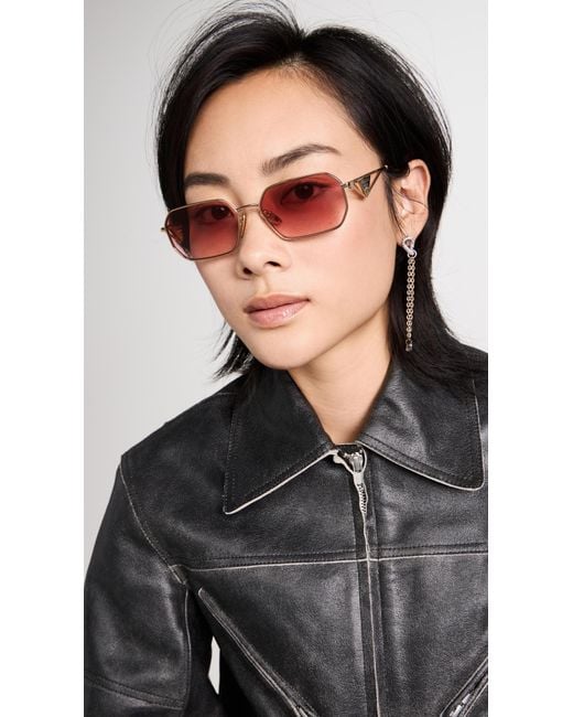 Prada Pink Rectangular Triangle Logo Sunglasses
