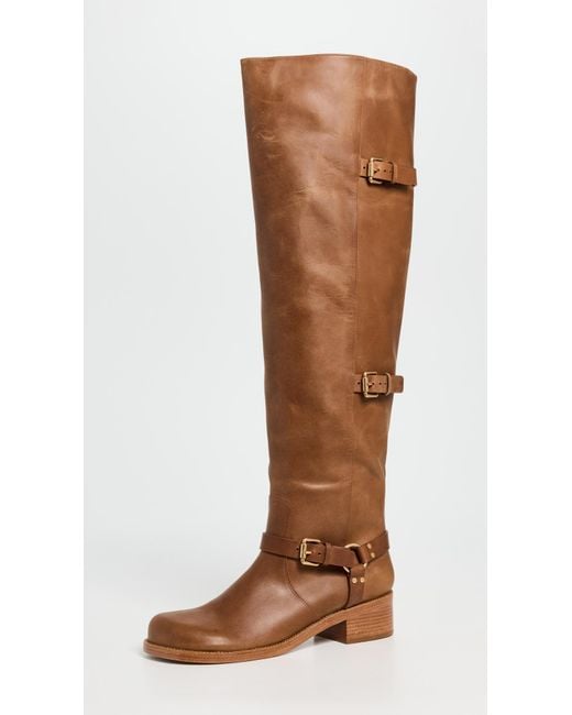 Farm Rio Brown Distressed Leather Over The Knee Boot