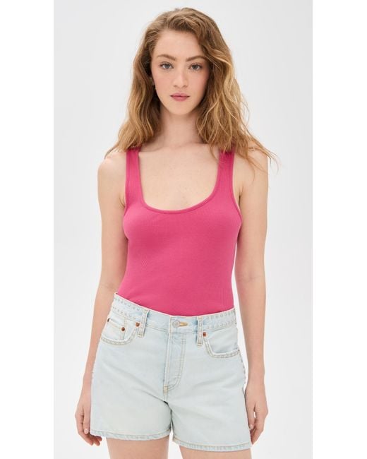 Re/done Pink Cut Off Tank