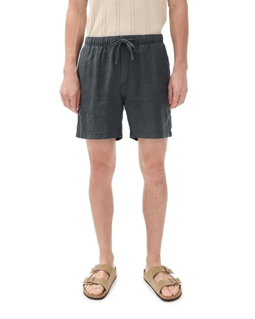 Faherty Brand Black Essential Linen Shorts 6.5 for men