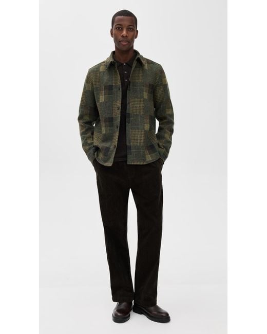Les Deux Black Kody Patchwork Wool Overshirt for men