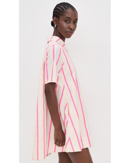 English Factory Pink Striped Caftan Mini Dress