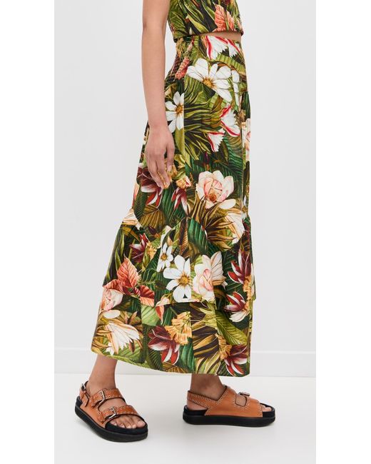 16th birthday dresses Green Monstera Embroidery Midi Dress