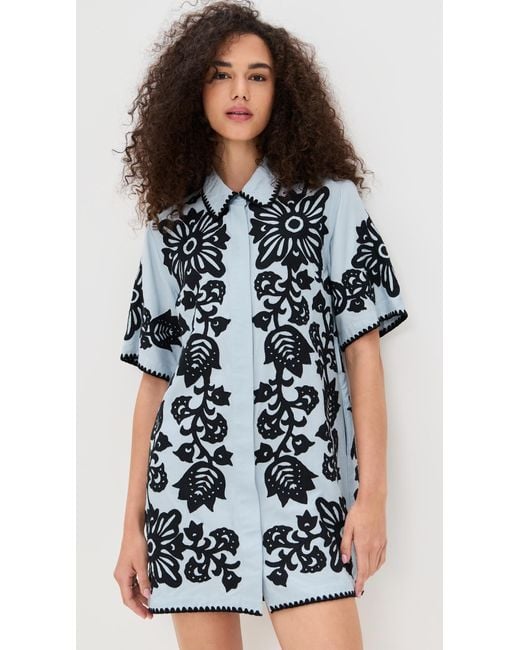 Sea Black Liliana Applique Mini Shirt Dress