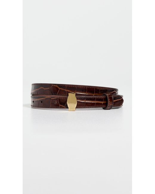 Veronica Beard Brown Croc Embossed Dash Belt