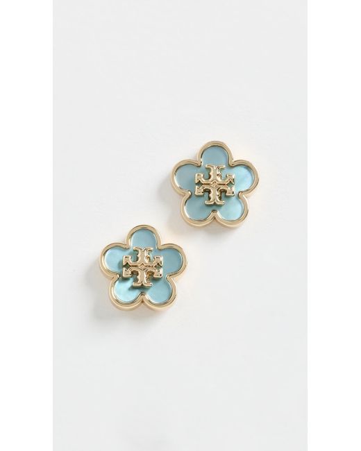 Tory Burch Blue Kira Flower Studs