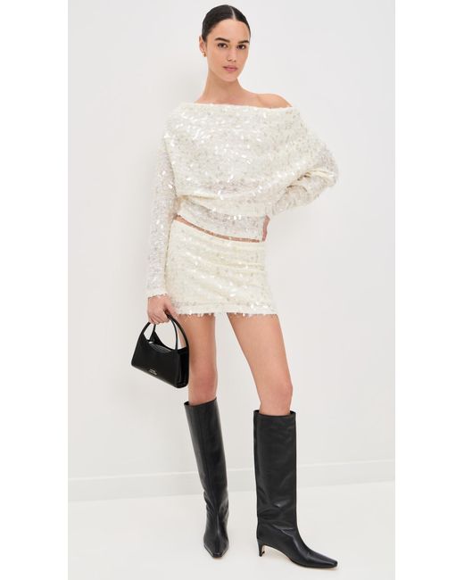Bailey Rose White Sequin Long Sleeve Top