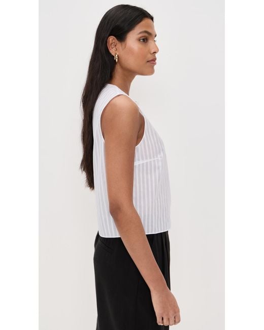Theory White Sleeveless Button Down Shell