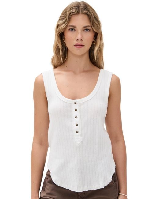 Free People White Bryson Henley Tank