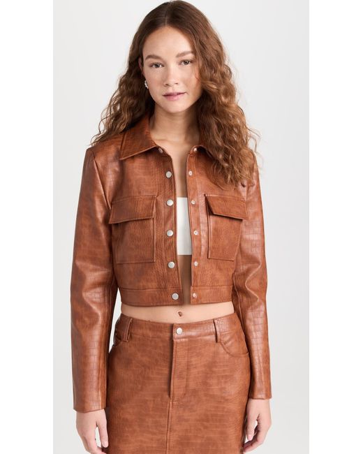 Wayf Cropped Jacket in Brown Lyst