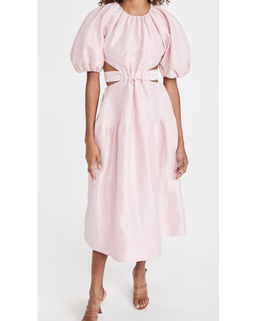 Aje. Pink Mimosa Cutout Midi Dress