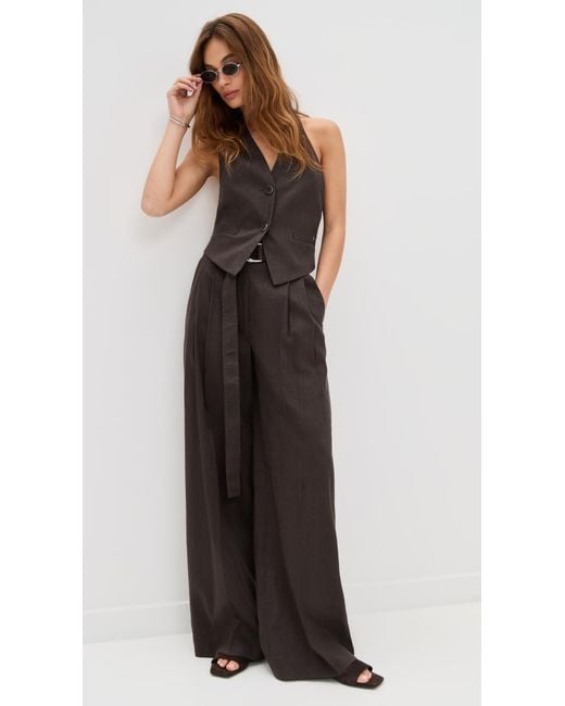 Helmut Lang Black Wide Double-Pleat Trousers With Belt