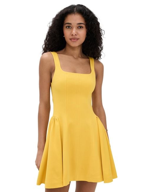 Alice + Olivia Yellow Vera Fit And Flare Mini Dress