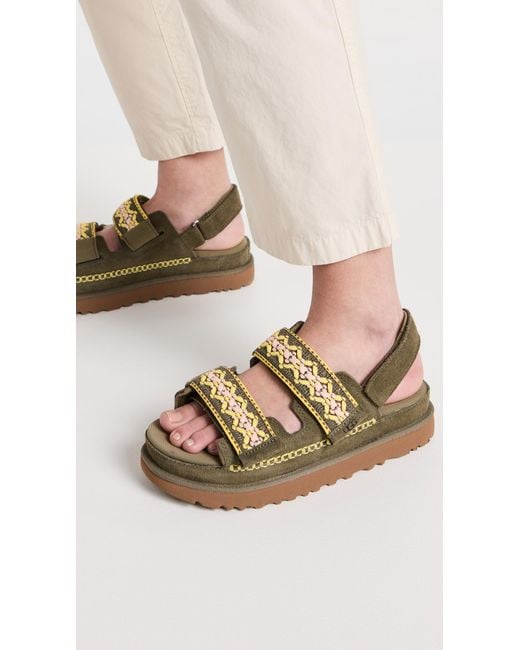 UGG Goldenstar Heritage Braid Polyester suede textile recycled Materials Sandals in Green Lyst Canada