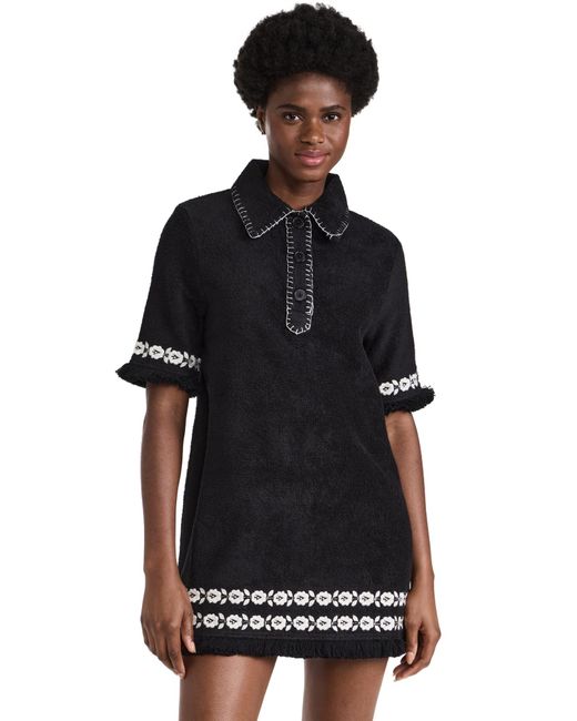 Sea Black Katya Embroidered Short Sleeve Cover Up Dress