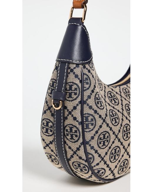 Tory Burch Gray T Monogram Crescent Bag