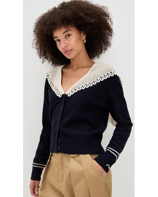 Sea Black Marie Knit Embroidery Cardigan
