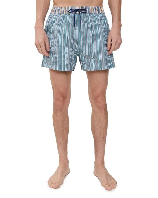 Paul Smith Blue Mixed Stripe Swim Shorts for men