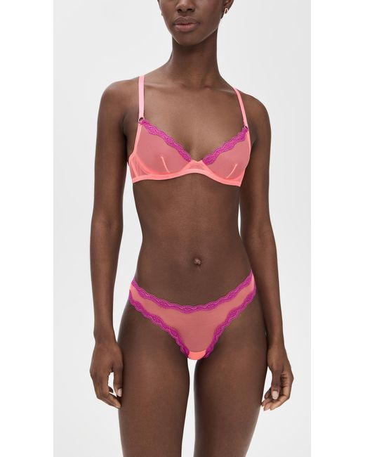 Fleur du Mal Red Sheer Tulle Thong