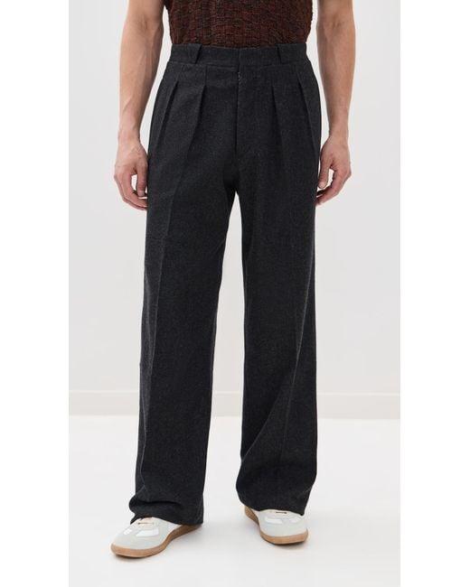 Maison Margiela Black Pleated Dress Pants for men