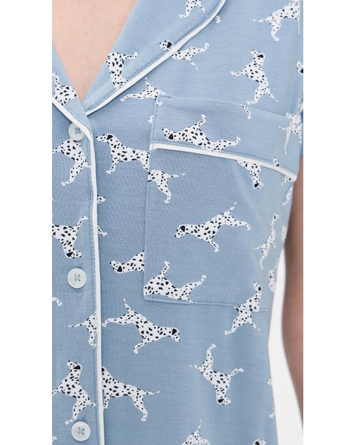 Eberjey Blue Gisele Printed Shortie Pajama Set