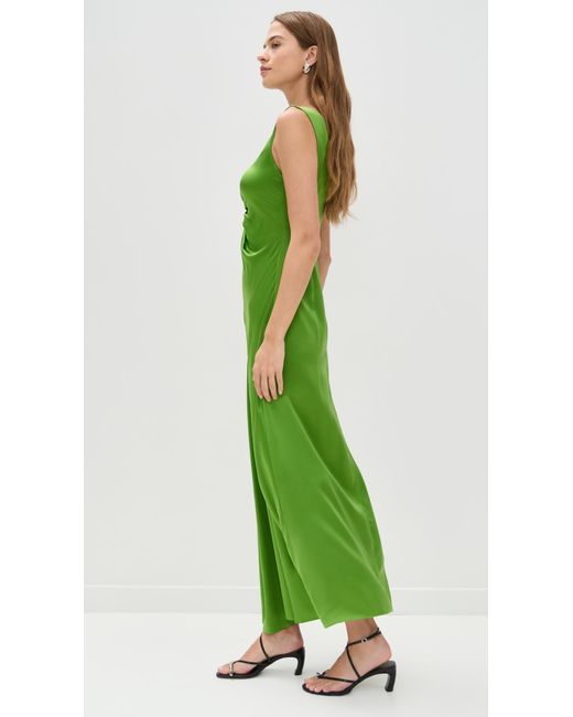 lee mathews green dress Lee Mathews Women's Green Stella Silk Satin Ruched Dress
