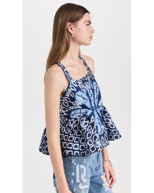 Sea Blue Ea Bythe Dye Print Cai Top Bue