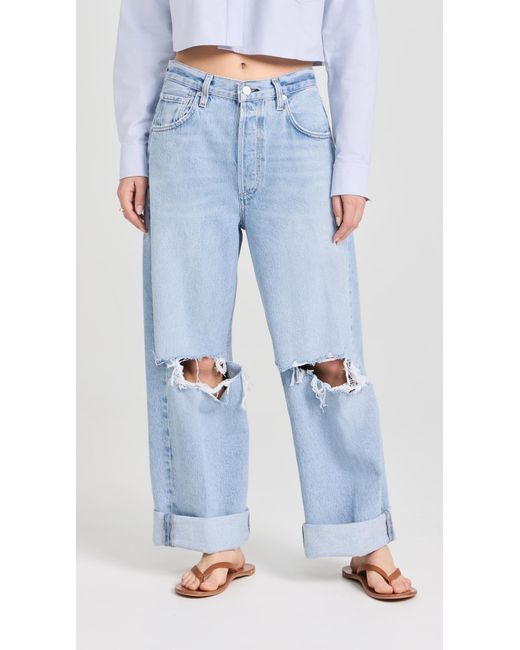 Citizens of Humanity Blue Ayla baggy Cuffed Crop Jeans
