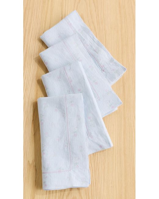 LoveShackFancy White Yarn Dye Printed Napkin Set