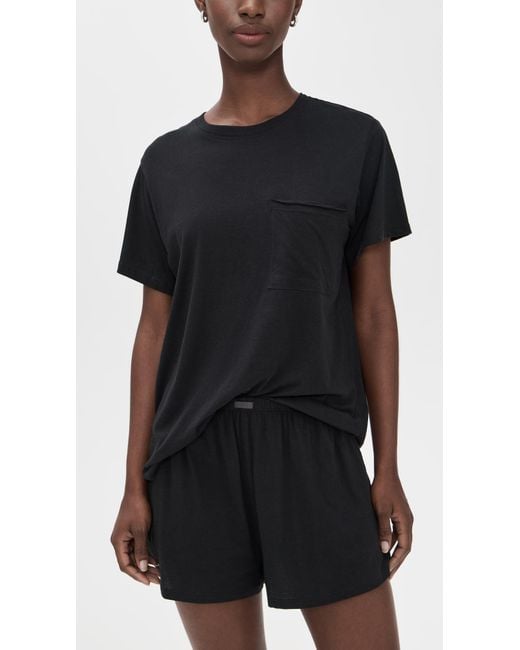 Lunya Black Pima Tee Short Set
