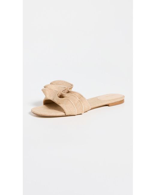 Larroude Natural Ivy Ruffle Sandals