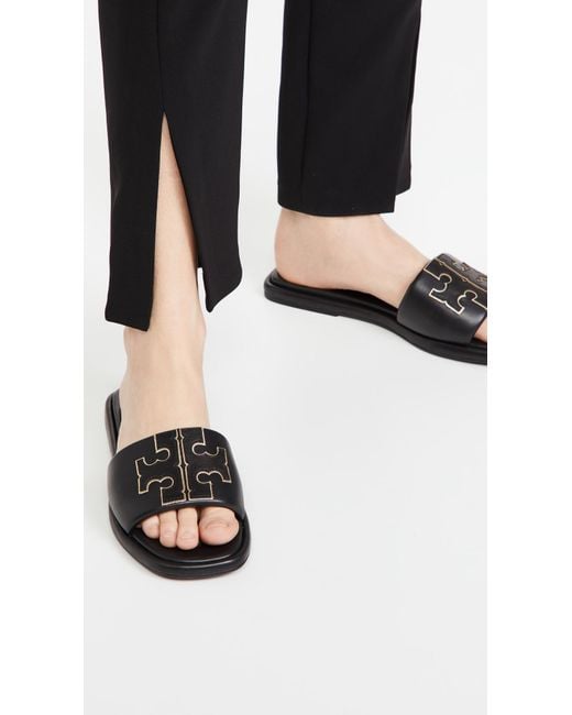 Tory Burch Black Logo Flats