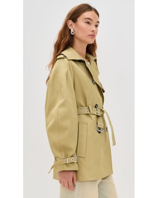 Ganni Natural Heavy Twill Midi Trench Coat