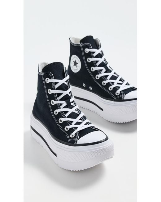 Converse Black Chuck Taylor All Star Lift Double Stack Lace-Up Boots/ 11