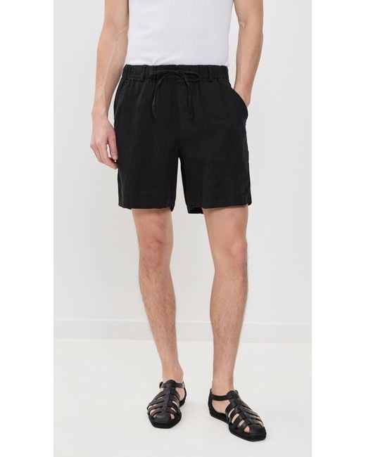 Bather Black Linen Leisure Shorts 6.25 for men