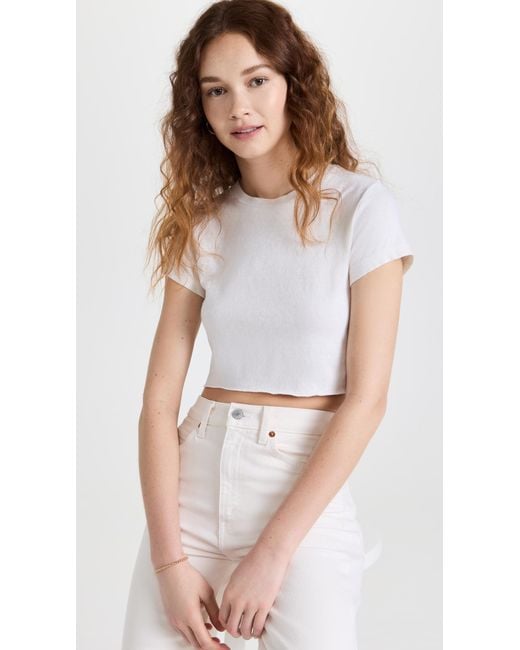 Re/done White Cropped 60S Slim Tee