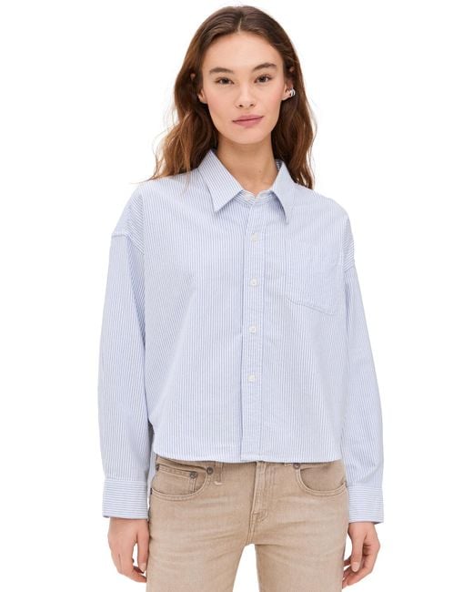 Denimist White Cropped Button Front Shirt