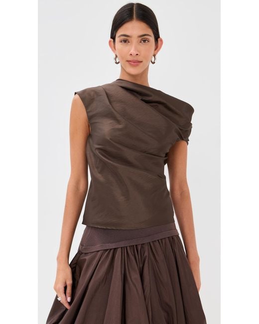 Jonathan Simkhai Brown Vivia Draped Top