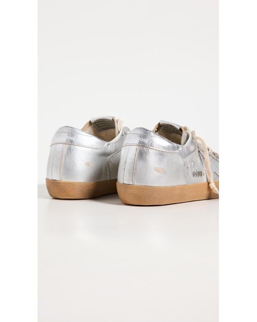 Golden Goose Deluxe Brand White Super-Star Laminated Upper Star Sneakers And Heel With Metal Lettering