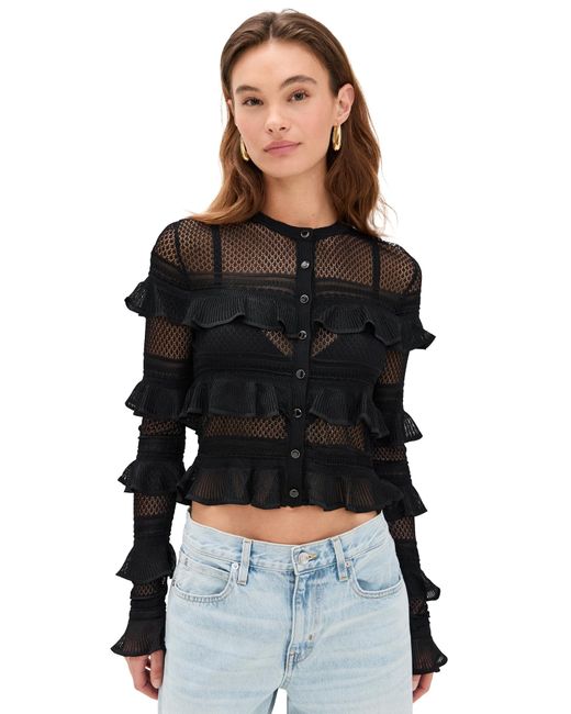 Zimmermann Black Illuminate Lace Frill Cardigan