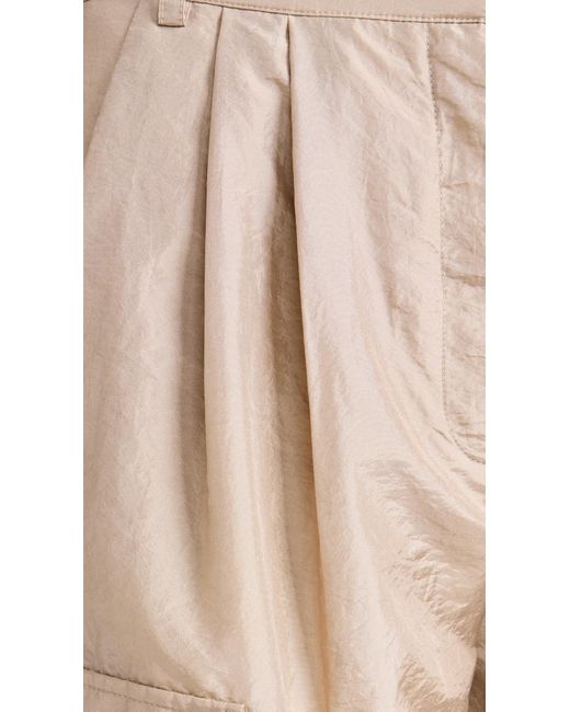 Tibi Natural Crispy Nylon Stella Pleated Cargo Pants