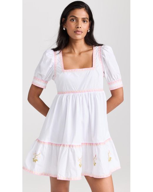 English Factory White Embroidered Short Sleeve Dress