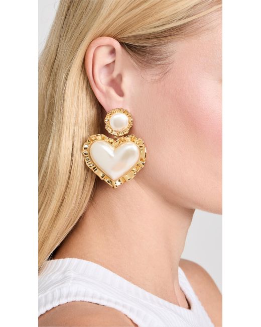 Lele Sadoughi Multicolor Heart Ruffle Drop Earrings