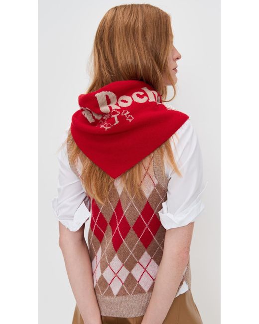 Simone Rocha Red Graphic Logo Knit Neckerchief